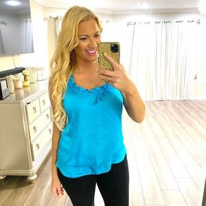 Teal‎ Shiny Razor Back Top 💙